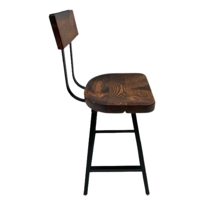 Pemberly Row Farmhouse Scooped Seat Brewster Bar Stool-Swiveling Counter Height