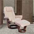Pemberly Row Scandanavian Beige Fabric Swivel Recliner with Matching Ottoman