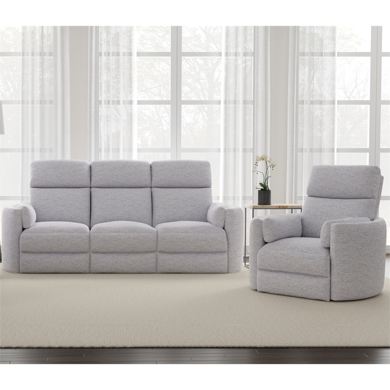 Pemberly Row Modern Mineral Power Glider Reclining Sofa and Glider Recliner