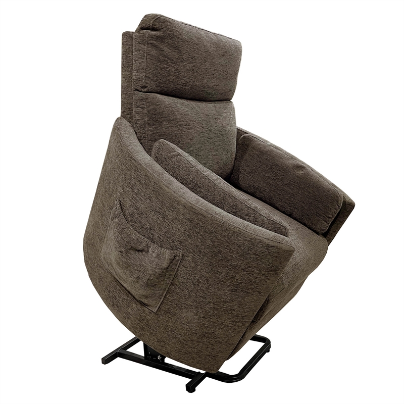 Pemberly Row Modern Fabric Power Lift Glider Recliner in Brown/Krypton