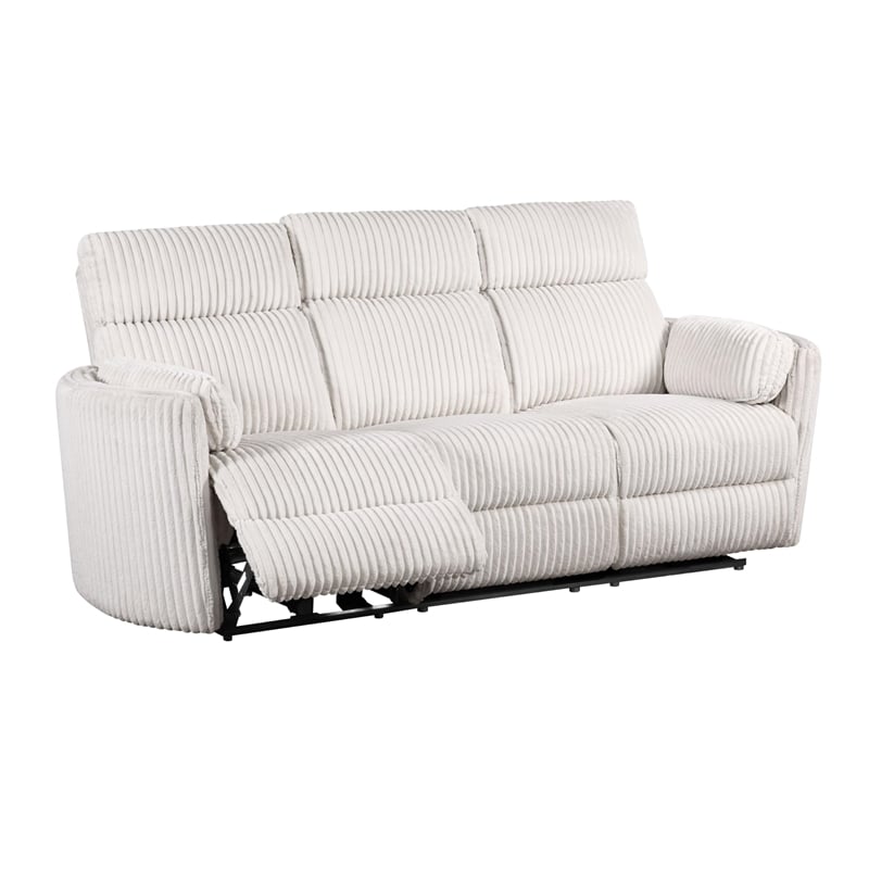 Pemberly Row Modern Modern Fabric Power Glider Reclining Sofa in Ivory