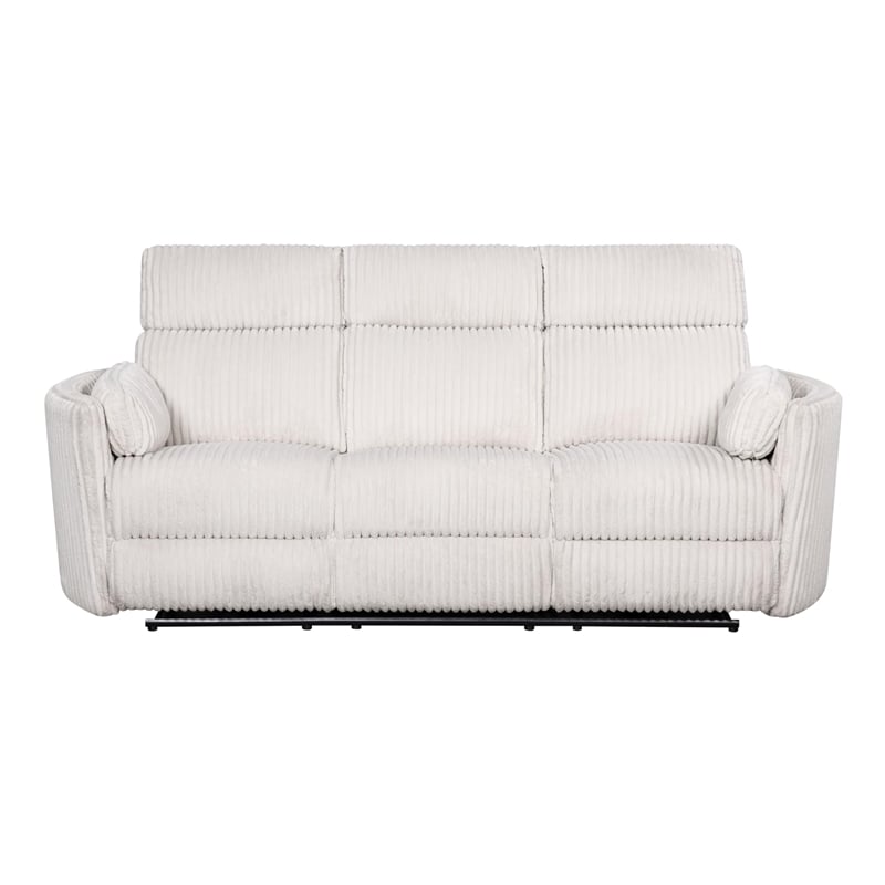 Pemberly Row Modern Modern Fabric Power Glider Reclining Sofa in Ivory