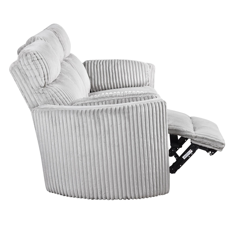 Pemberly Row Modern Mega Grey Power Glider Reclining Sofa and Glider Recliner