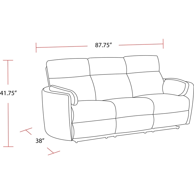 Pemberly Row Modern Mega Grey Power Glider Reclining Sofa and Glider Recliner