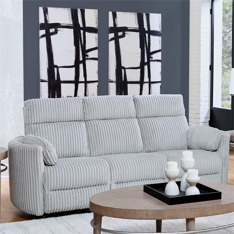 Pemberly Row Modern Mega Grey Power Glider Reclining Sofa and Glider Recliner