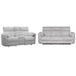 Pemberly Row Modern Mega Grey Power Glider Reclining Sofa and Glider Loveseat