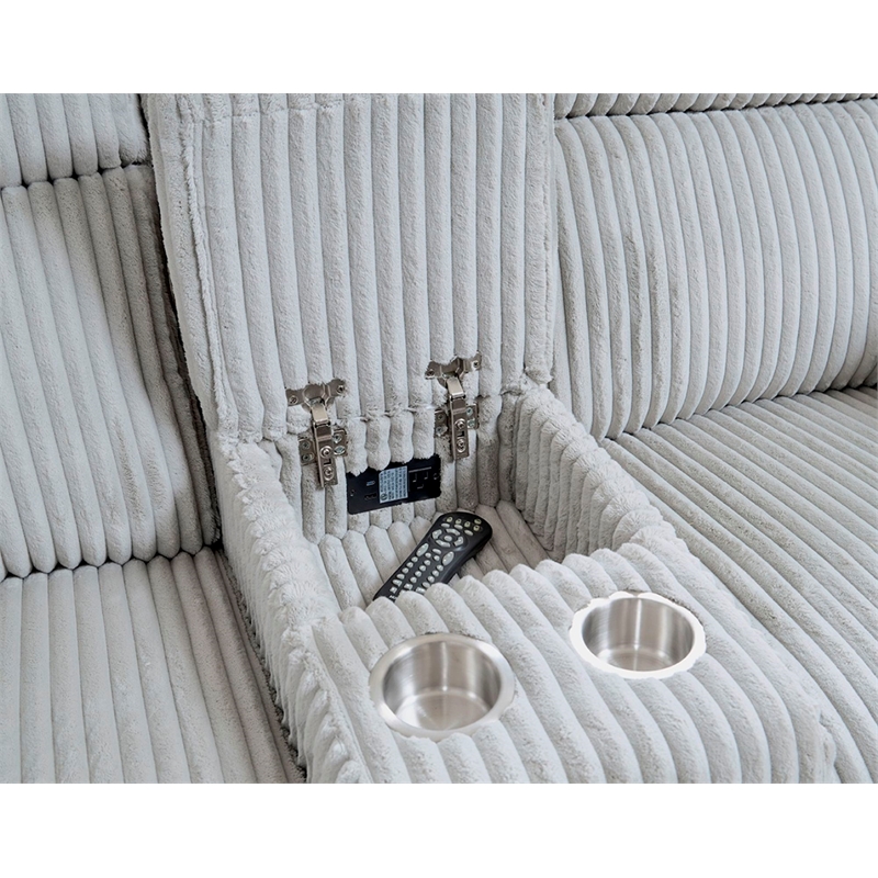 Pemberly Row Modern Mega Grey Power Glider Reclining Sofa and Glider Loveseat