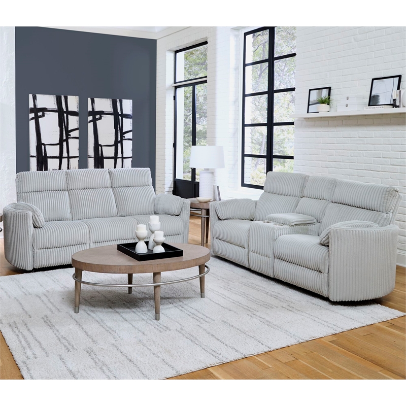 Pemberly Row Modern Mega Grey Power Glider Reclining Sofa and Glider Loveseat