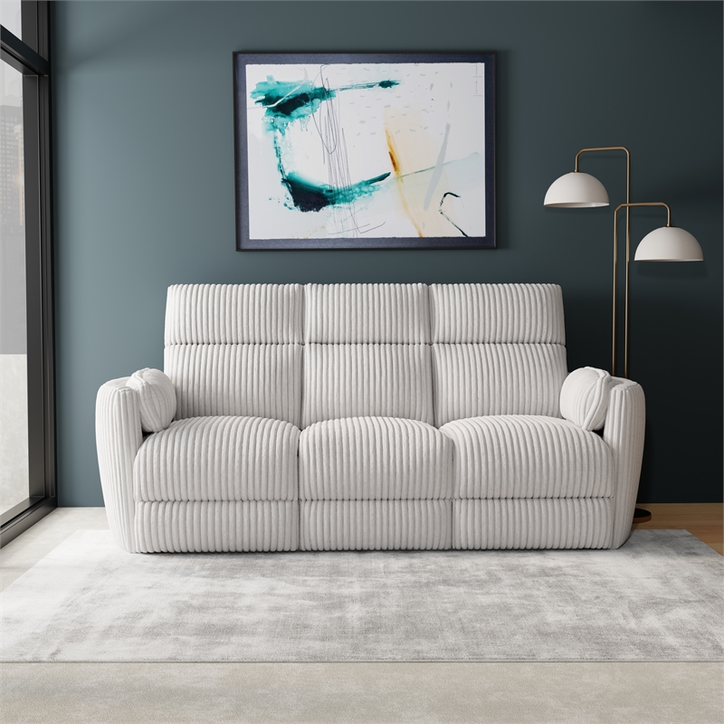 Pemberly Row Modern Mega Ivory Power Glider Reclining Sofa and Glider Recliner