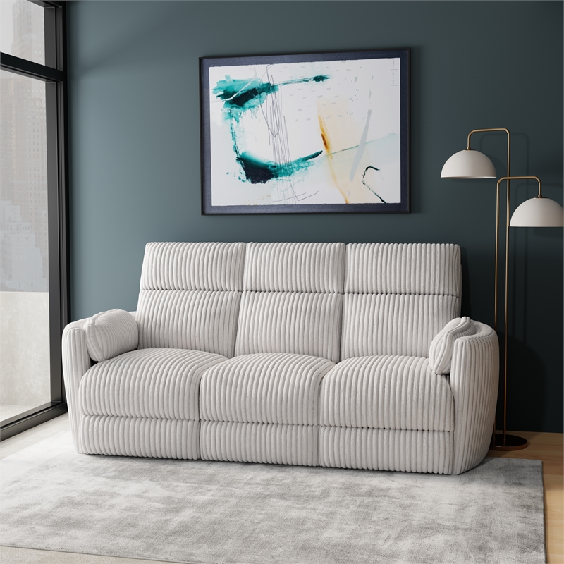 Pemberly Row Modern Mega Ivory Power Glider Reclining Sofa and Glider Loveseat