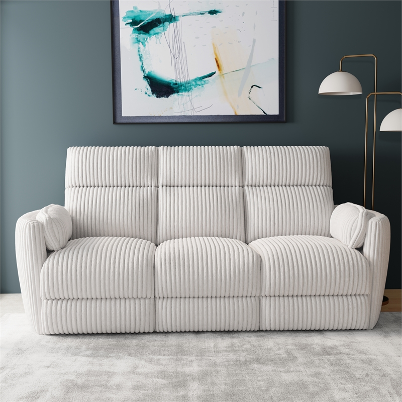 Pemberly Row Modern Mega Ivory Power Glider Reclining Sofa and Glider Loveseat