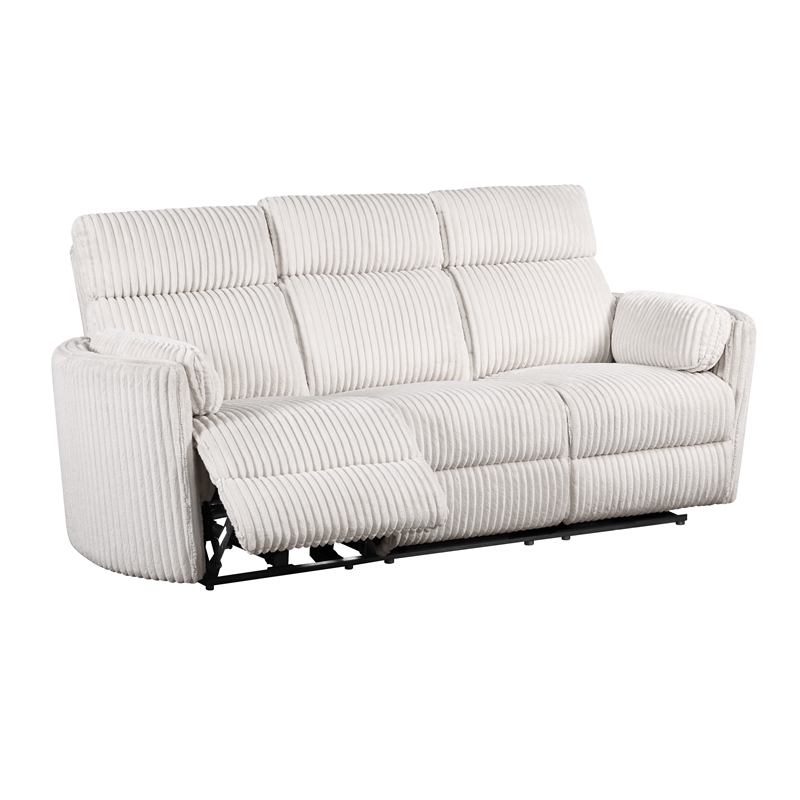 Pemberly Row Modern Mega Ivory Power Glider Reclining Sofa and Glider Loveseat