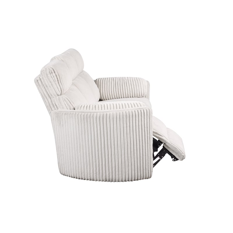 Pemberly Row Modern Mega Ivory Power Glider Reclining Sofa and Glider Loveseat