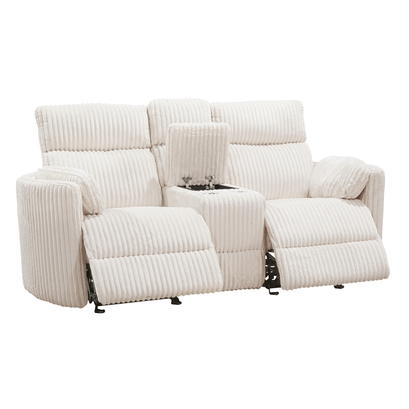 Pemberly Row Modern Mega Ivory Power Glider Reclining Sofa and Glider Loveseat