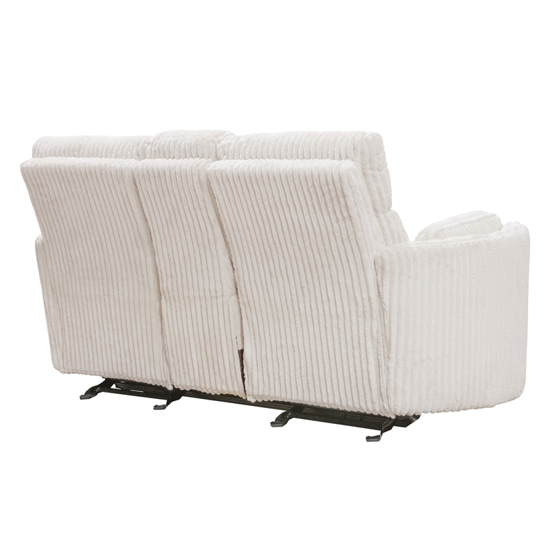 Pemberly Row Modern Mega Ivory Power Glider Reclining Sofa and Glider Loveseat