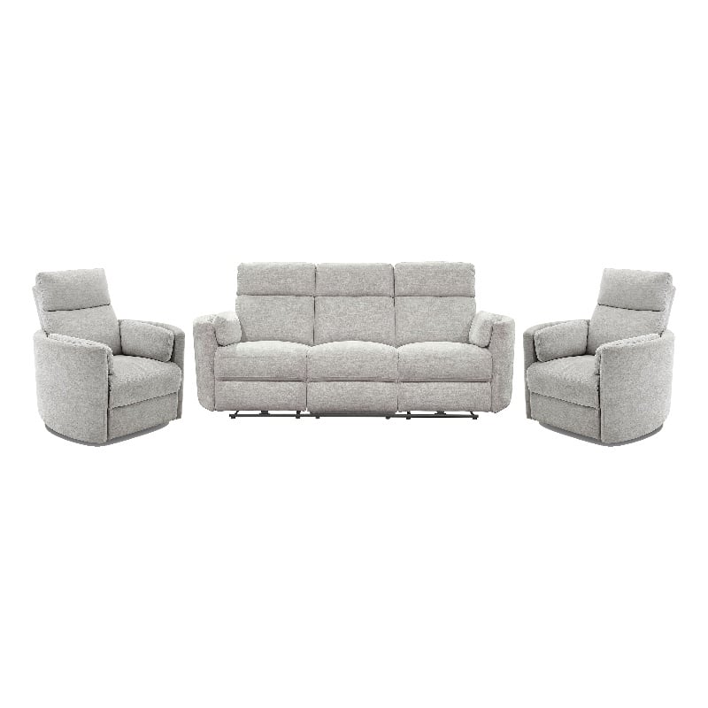 Pemberly Row Modern Mineral Power Glider Reclining Sofa and Two Glider Recliners