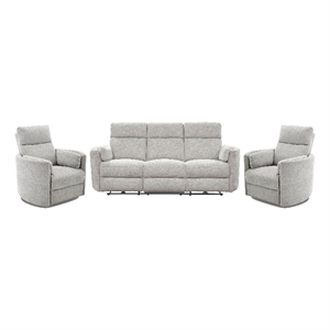 Pemberly Row Modern Mineral Power Glider Reclining Sofa and Two Glider Recliners