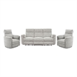 Pemberly Row Modern Mineral Power Glider Reclining Sofa and Two Glider Recliners