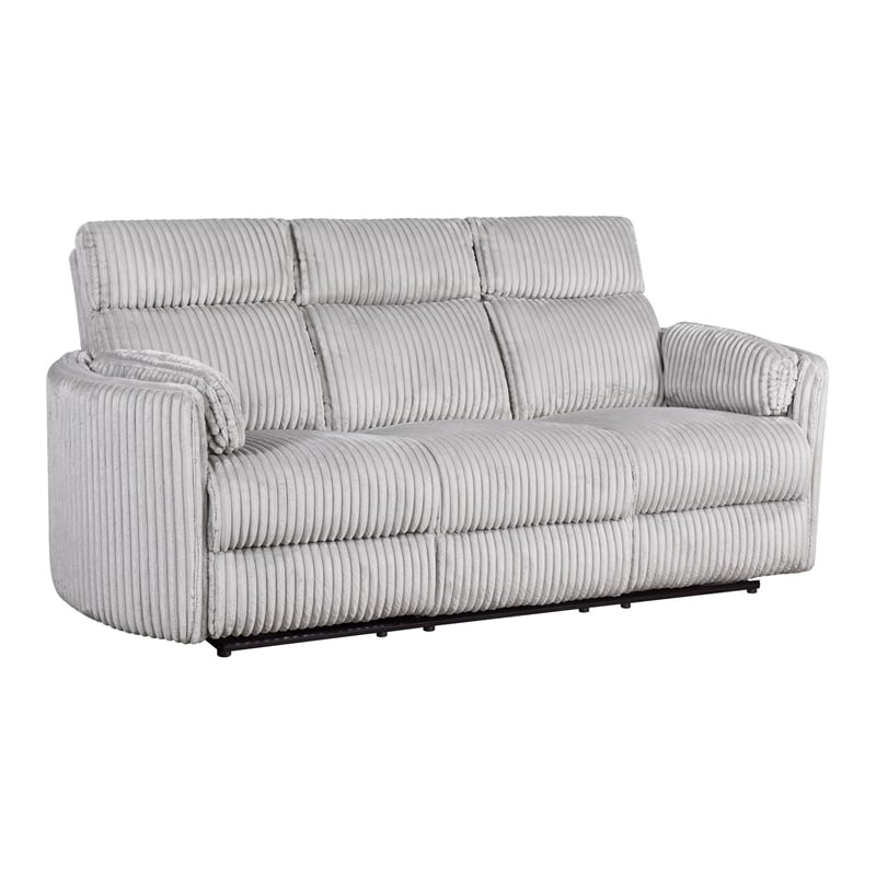 Pemberly Row Mega Grey Power Glider Reclining Sofa and Two Glider Recliners