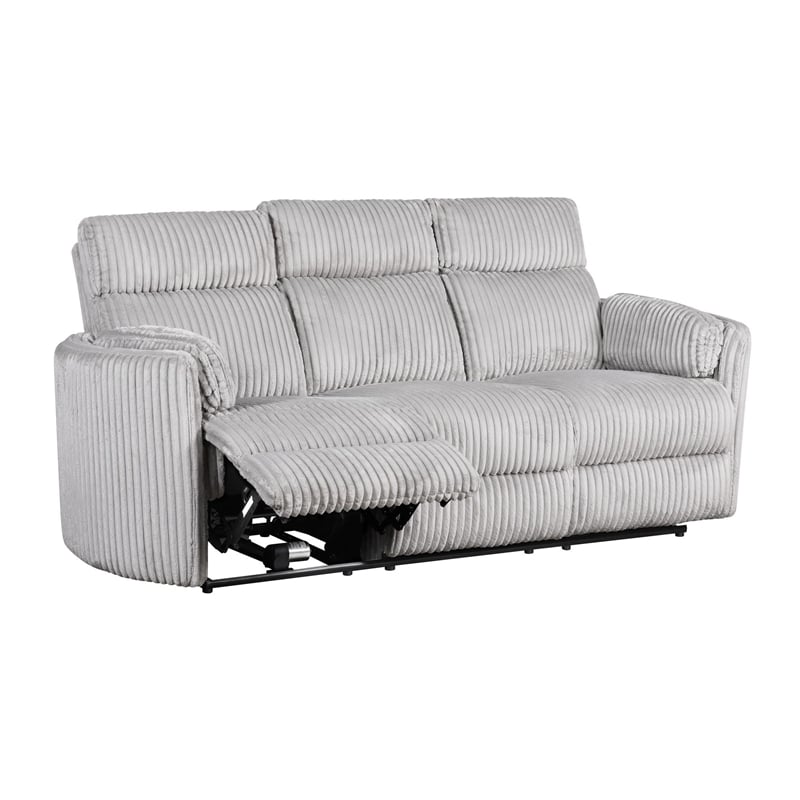 Pemberly Row Mega Grey Power Glider Reclining Sofa and Two Glider Recliners