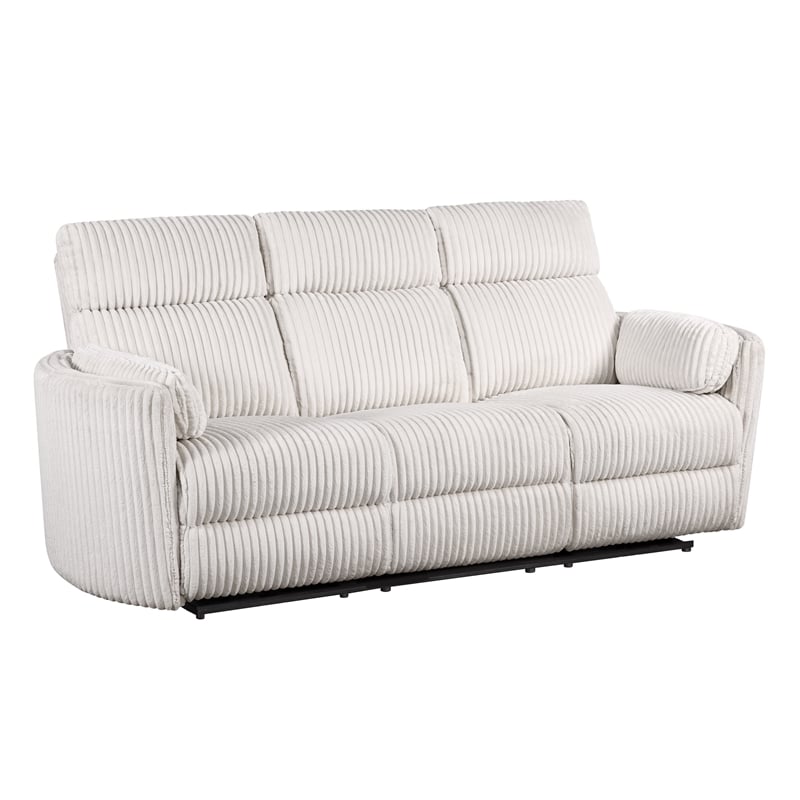 Pemberly Row Mega Ivory Power Glider Reclining Sofa and Two Glider Recliners