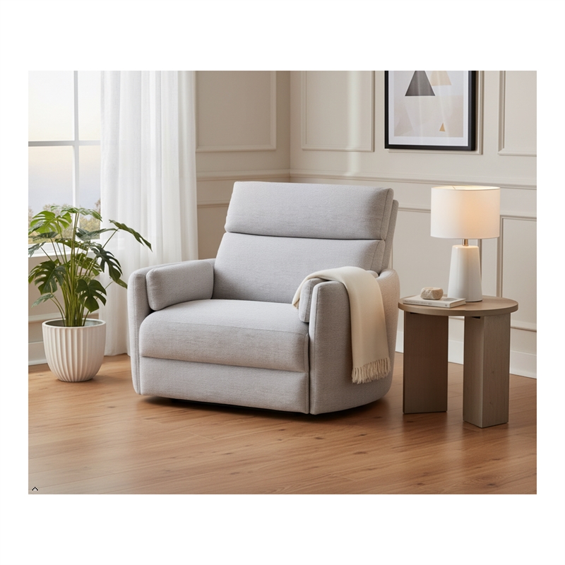 Pemberly Row Modern XL Fabric Power Glider Recliner in Mineral Gray