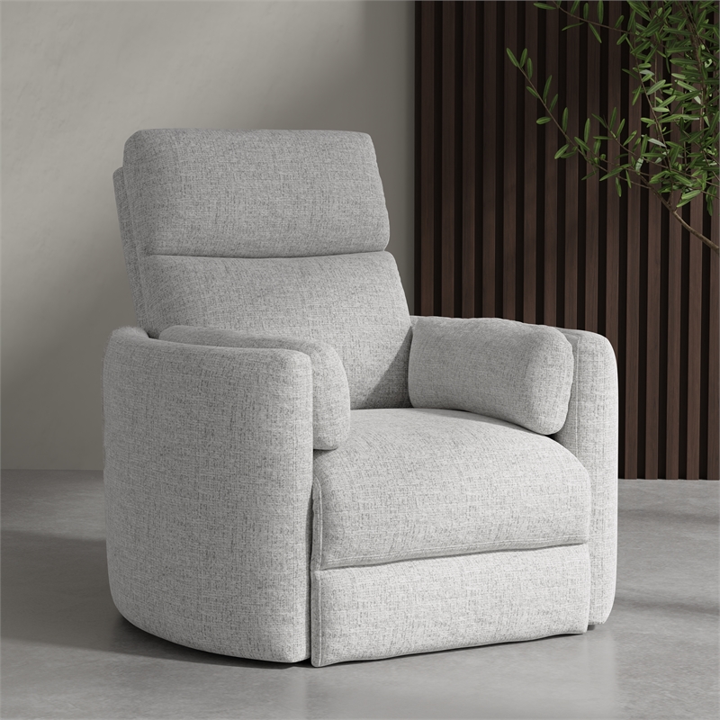 Pemberly Row Manual Glider Recliner Swivel Accent Chair in Angora Linen