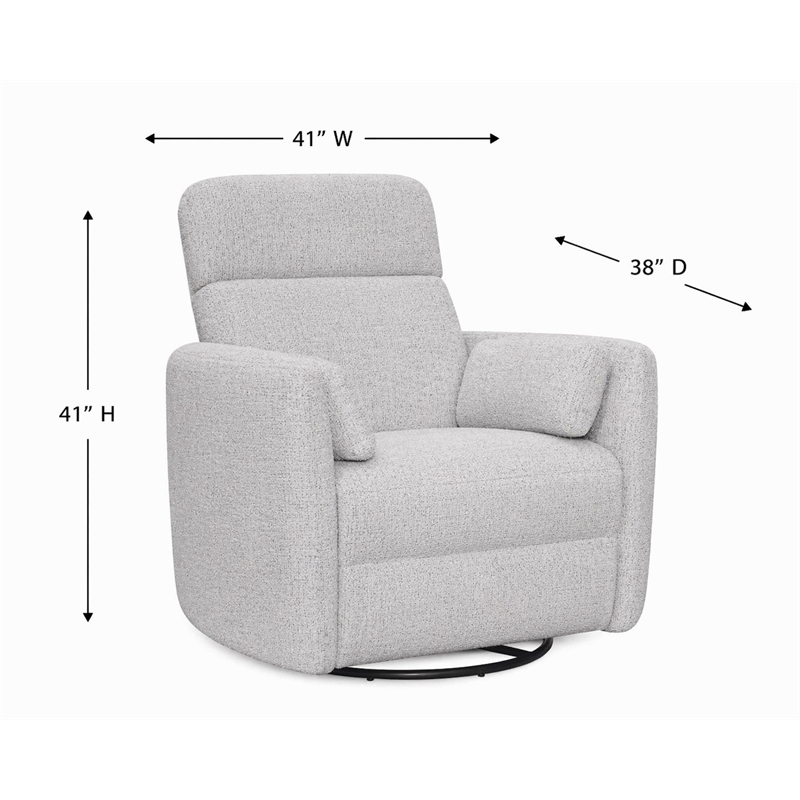 Pemberly Row Manual Glider Recliner Swivel Accent Chair in Angora Linen