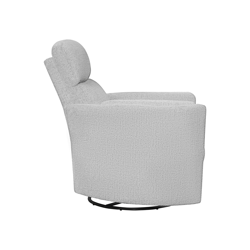 Pemberly Row Manual Glider Recliner Swivel Accent Chair in Angora Linen