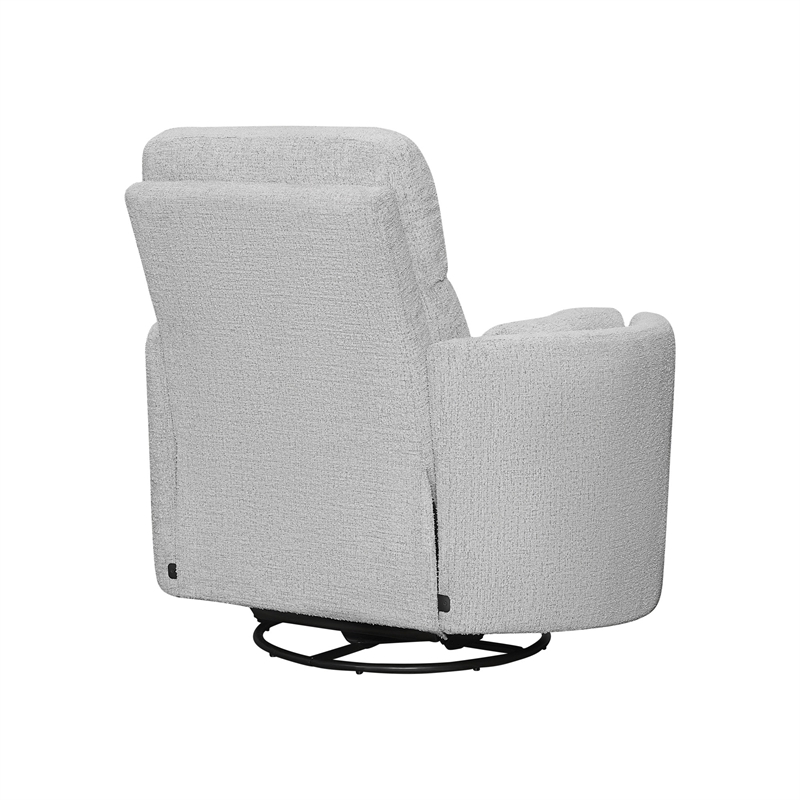 Pemberly Row Manual Glider Recliner Swivel Accent Chair in Angora Linen