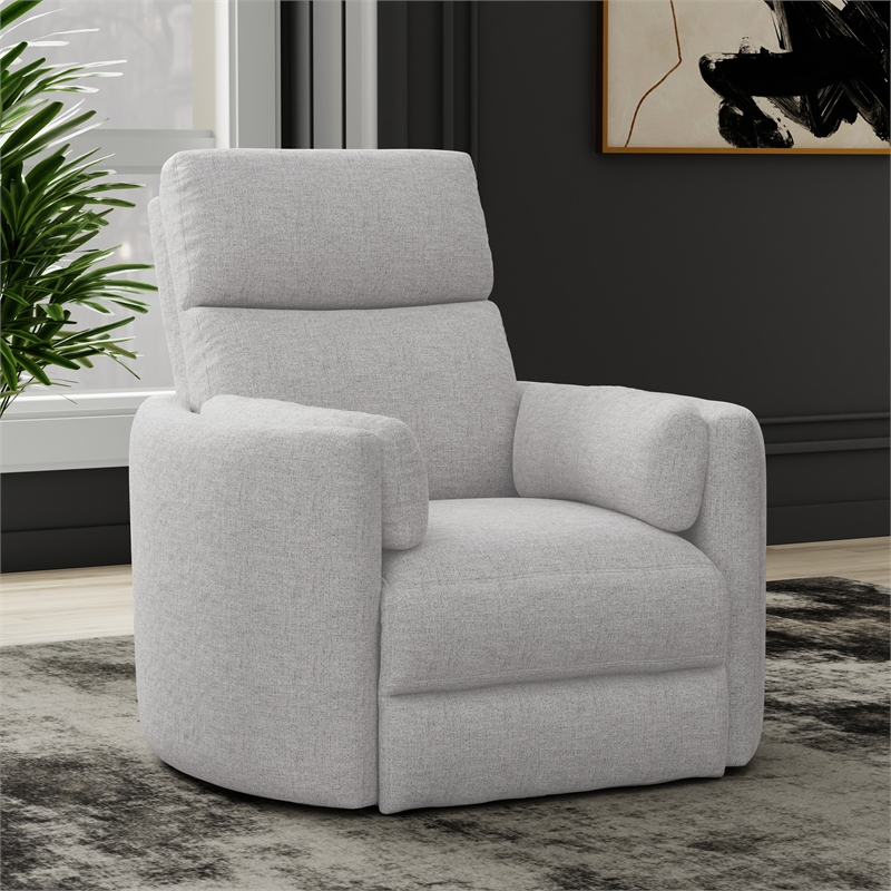 Pemberly Row Manual Glider Recliner Swivel Accent Chair in Angora Linen