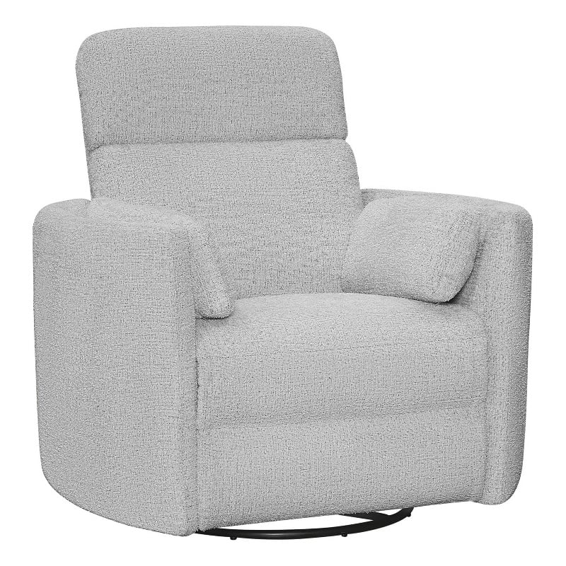 Pemberly Row Manual Glider Recliner Swivel Accent Chair in Angora Linen