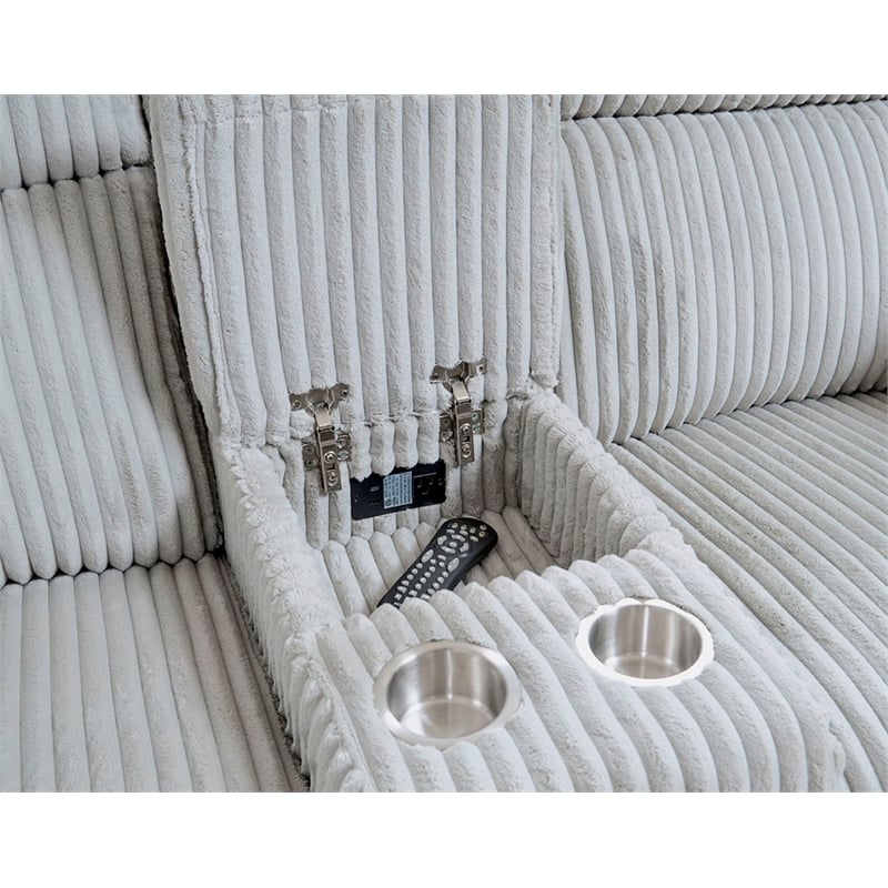 Pemberly Row Mega Gray Power Glider Reclining Sofa & Loveseat & Recliner