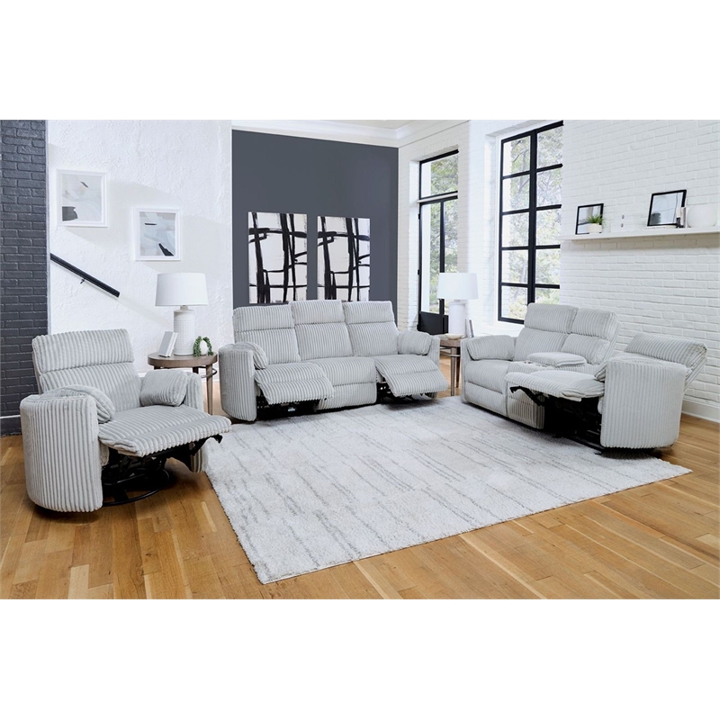 Pemberly Row Mega Gray Power Glider Reclining Sofa & Loveseat & Recliner