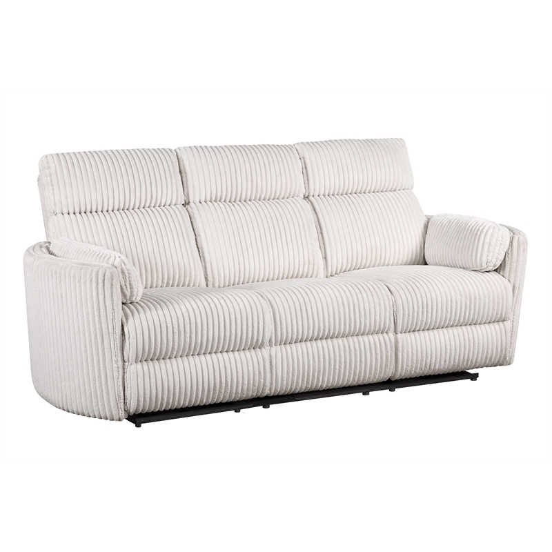 Pemberly Row Mega Ivory Power Glider Reclining Sofa and Loveseat and Recliner