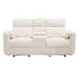 Pemberly Row Fabric Power Glider Reclining Console Loveseat in Ivory