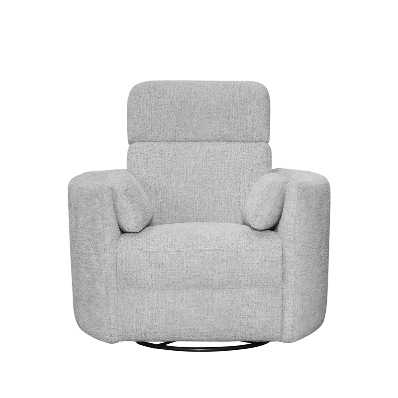 Pemberly Row Manual Swivel Glider Recliner Chair in Angora Linen (Set of 2)
