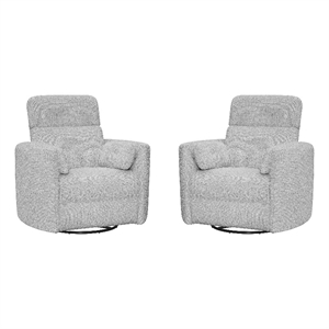 Pemberly Row Manual Swivel Glider Recliner Chair in Angora Linen (Set of 2)