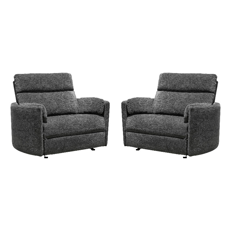 Pemberly Row XL Mediterranean Charcoal Extra Wide Power Glider Recliner Two Pack