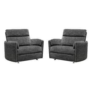 Pemberly Row XL Mediterranean Charcoal Extra Wide Power Glider Recliner Two Pack