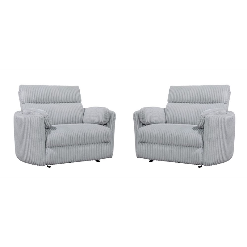 Pemberly Row XL Extra Wide Power Glider Recliner in Mega Gray (Set of 2)