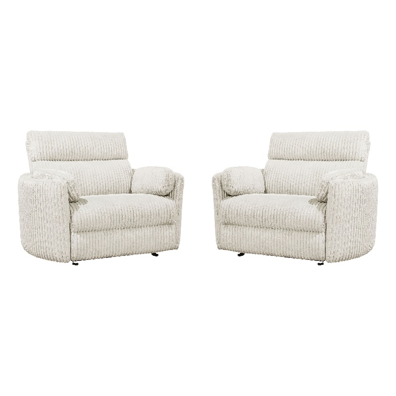 Pemberly Row XL Extra Wide Power Glider Recliner - Mega Ivory (Set of 2)