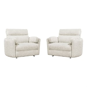 Pemberly Row XL Extra Wide Power Glider Recliner - Mega Ivory (Set of 2)