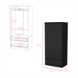 Pemberly Row Contemporary Engineered Wood Armoire with 2-Drawers in Black