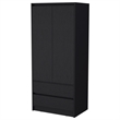 Pemberly Row Contemporary Engineered Wood Armoire with 2-Drawers in Black