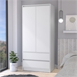 Pemberly Row Contemporary Engineered Wood Armoire with 2-Drawers in White