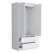 Pemberly Row Contemporary Engineered Wood Armoire with 2-Drawers in White