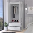 Pemberly Row Contemporary Engineered Wood Armoire with 2-Drawers in White