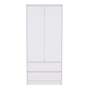 Pemberly Row Contemporary Engineered Wood Armoire with 2-Drawers in White