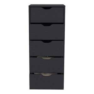 Pemberly Row Contemporary Engineered Wood 5-Drawers Dresser in Black